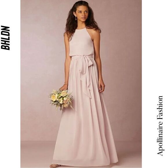 BHLD BY DONNA MORGAN THE ALANA HALTER DRESS IN PALE BLUSH NWT IN SIZE 0 - Picture 3 of 10